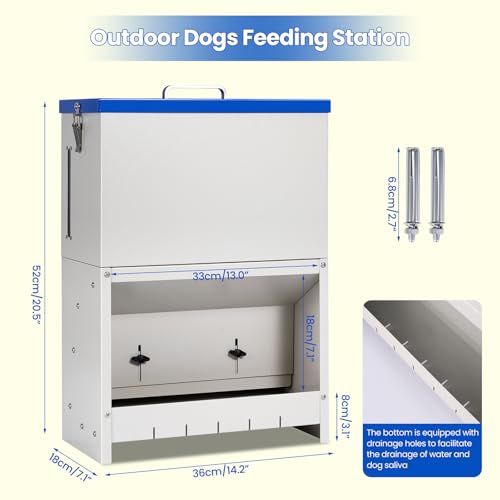 22lbs Gravity Dog Feeder - Automatic Dog Feeder Large Breed | Dog Food Dispenser,Adjustable Feeding Speed,Two Installation Method,Solid Material, Viewing Window Design,for Cat Dog