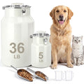2 Pack Stainless Steel Dog Food Storage Container Set, 36 Lb&5 lb Pet Food Storage Container with 2 Scoops and Measuring Cup, Metal Airtight Bin for Dog Cat Multi Pet Households