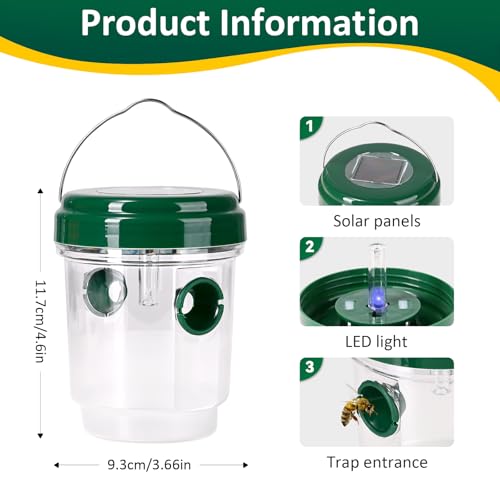 3 Pack Outdoor Hanging Wasp Catcher Reusable Insect Catching Container for Garden Yard Deck