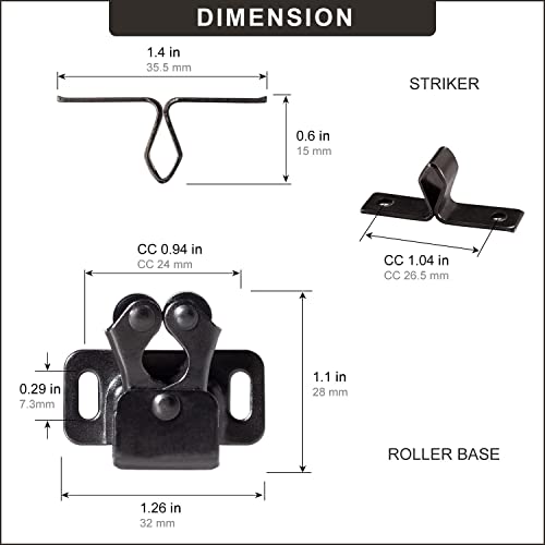 Keenkee Cabinet Latch Double Roller Catch, Black Nickel, 2 PCS | Hardware for Cupboard Closet Cabinet Door Latches and Catches - color: BlackNickel 2ps
