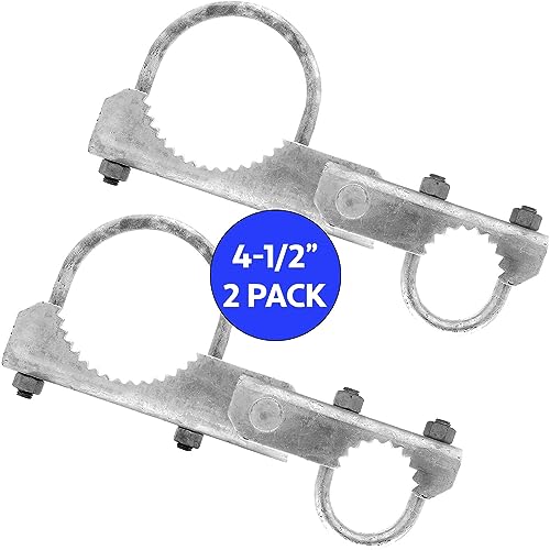 Chain Link Fence 180 Degree Commercial Duty Gate Hinge-for 4-1/2" Outside Diameter Gate Post/Pipe & 1-5/8 Thru 1-7/8" Gate Frame. Chain Link Post Gate Hinge - Hinge U Bolts Included - Qty 2 - size: 4-1/2" Post - 2 Pack