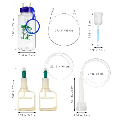 Yardwe Manual Milking Machine for Cows and Goats, Portable Hand Vacuum Pump Milking Kit with Single Teat Pump for Farm and Home Use, 1000ML