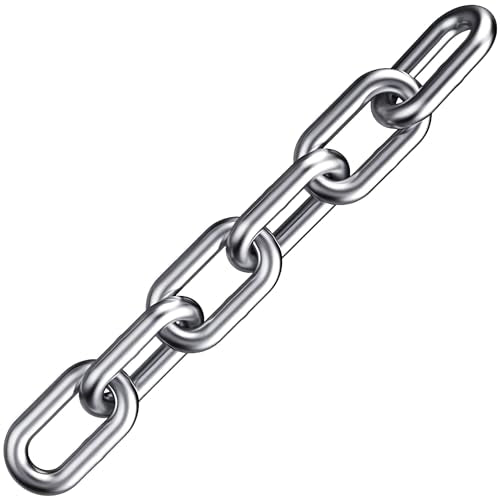 304 Stainless Steel Chain Heavy Duty Outdoor | 6.5ft 13ft Small Large Light Metal Link Chain for Home Camping Hanging etc - size: 3/8in-6.5ft