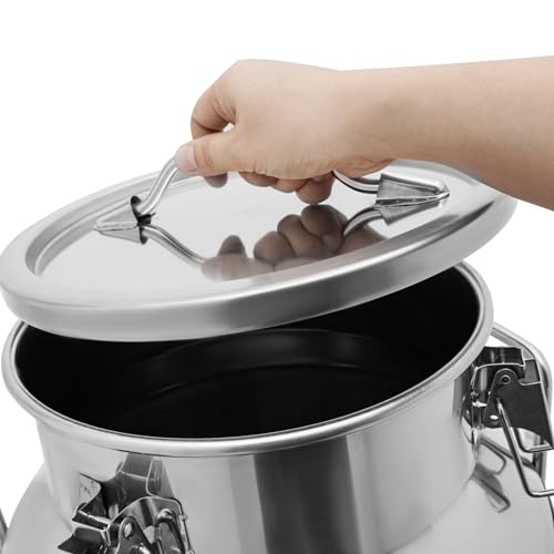 40L/10.57Gal Milk Can with Faucet, Stainless Steel Milk Transport Cans Wine Pail Bucket Tote Jug Pot Oil Liquid Storage Barrel with 2 Handles Milk Container with Lid for Grain Wine Liquid - color: 40l-10.57gal With Faucet