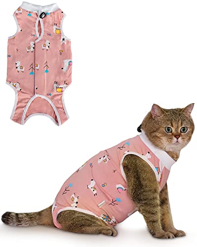 ANWA Cat Recovery Suit - Breathable Cat Onesie for Cats After Surgery Female, Kitten Surgery Recovery Suit Female Abdominal Wounds - color: Alpaca, size: Small