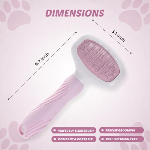Pink Deshedding Slicker Brush for Long and Short Hair Dogs | Removes Loose Undercoat, Mats and Tangles, Skin Friendly Grooming Comb for Shedding Control on Long and Short Hair - color: Pink