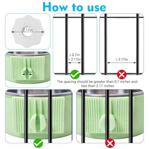 kathson Crate Dog Bowl, Removable Stainless Steel Hanging Pet Cage Bowl Food & Water Feeder Coop Cup for Cat, Puppy, Birds, Rats, Guinea Pigs (3 PCS, Size: L, Blue, Green, Pink) - color: Size: L (Blue, Green, Pink), size: 3 PCS