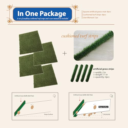 KuGuo Chicken Nesting Box Pads, 4 Pack, 12 x 12 in, 0.3 in Thickness | Soft, washable synthetic turf cushions eggs, drains quickly and helps keep nesting boxes cleaner for hens and small pets