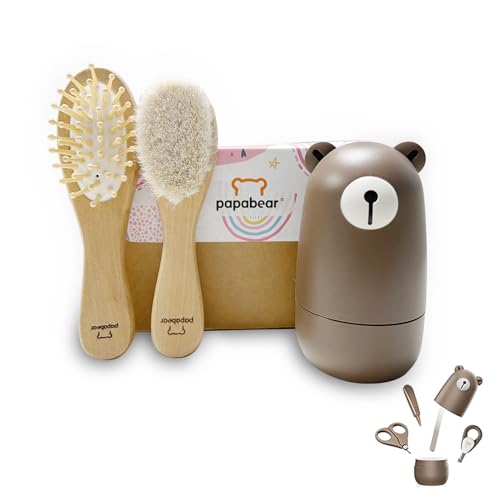 Baby Nail Clippers Set with Cute Case, Infant Fingernail and Toenail File Kit for Newborn Manicure and Pedicure, New Mom Grooming Gift - color: Brush Bronze