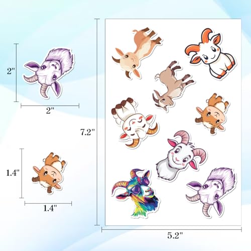 64pcs Goat Stickers - Goat Sticker Waterproof Decals for Water Bottles Laptop Luggage Computer Scrapbooking Teens Adults Girls Kids Funny Party Birthday Decorations