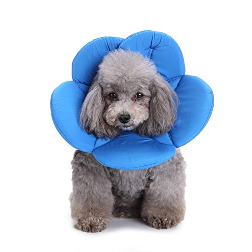 Dogs Cats Medical Grooming Pet E-Collar Recovery Remedy Protective Dog Lick Caught Soft Sponge Adjustable Postoperative Kit for Small and Medium Dog (Blue, L (neck's Girth 12.6" to 13.3")) - color: Blue, size: L (neck's girth 12.6" to 13.3")