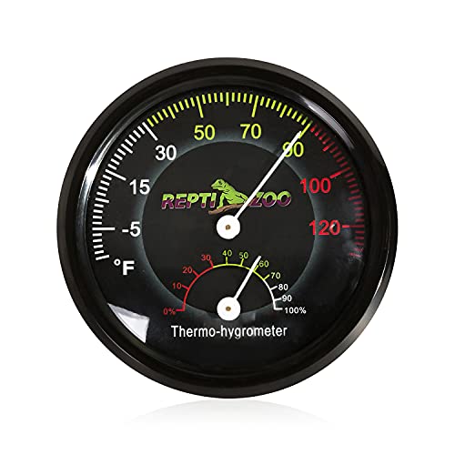 REPTI ZOO Reptile Terrarium Thermometer Hygrometer Dual Gauges Pet Rearing Box Reptile Thermometer and Humidity Gauge - size: 8*8*2cm/3.14*3.14*0.788''