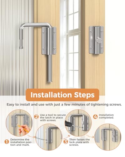 Sliding Door Loop Lock, Multi-Angle Barn Door Lock, Silver | Aluminum Alloy, U-Shaped Loop Latch for French/Fences/Windows/Screen/Patio Sliding Doors - color: Silver-1 PC