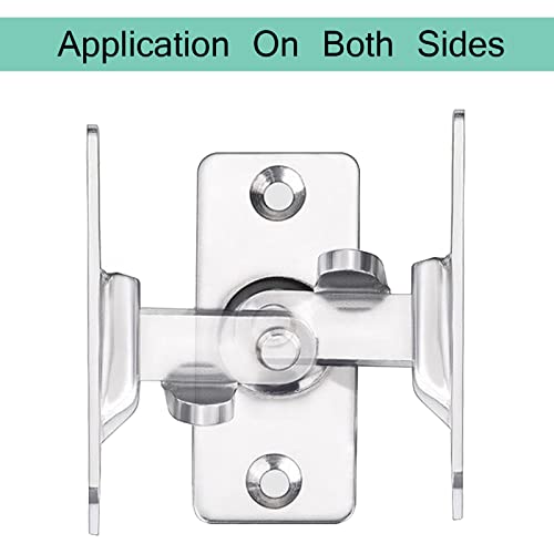 WANLIAN MINI Size 90 Degree Door Latch Sliding Door Lock Screen Door Latch Pocket Door Latch | Quick-Access Locking for Privacy in Bathroom, Toilet, RVs & Small Spaces, Left Or Right Application, 304# Stainless Steel - color: Silver 2pcs, size: Mini