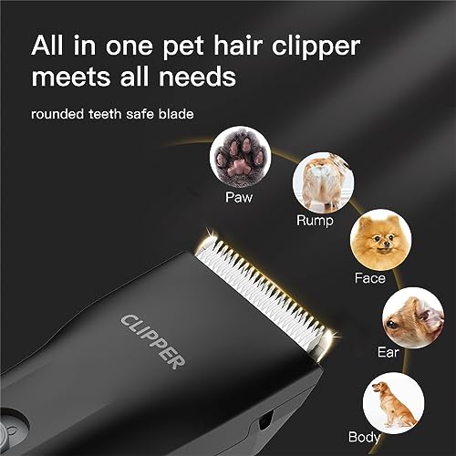 Prowerful Home Professional Dog Grooming Kit Clipper Low Noise USB Rechargeable Gifts for Dog Cat Black,TS006 - color: Ts006-black