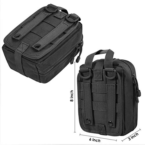 2-Pack First Aid Pouch 1000D Nylon Tactical Molle Medical Pouch Utility Pouch for Outdoor Activities Medical Supplies Bag Only - color: Black