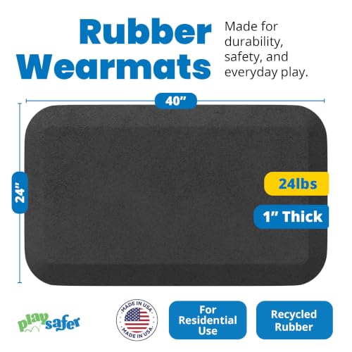 Playsafer Playground Safety Rubber Wearmat for Swingsets and Slides - 1" Thick X 24" W X 40" L (2 Pack, Gray) - color: Grey, size: 2 Pack (40" L x 24" W x 1" Thick)