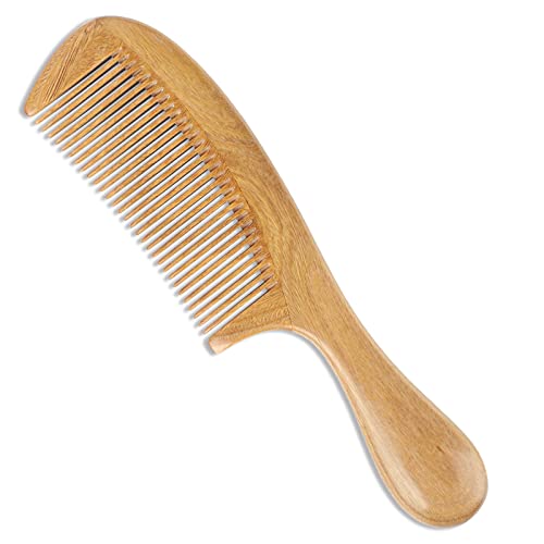 Onedor Handmade 100% Natural Green Sandalwood Hair Combs - Anti-Static Sandalwood Scent Natural Hair Detangler Wooden Comb (Fine Tooth) | Handmade, 0.05 in Tooth Spacing, Smooth Rounded Teeth, Helps Reduce Static, Smoothing, Finishing, Daily Styling - sty