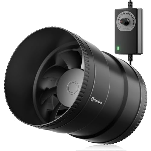 Hon&Guan 6 Inch Inline Booster Duct Fan with Speed Controller - 345 CFM Airflow with 19.2W Ultra-Low Power and Low Noise - size: 6 Inch