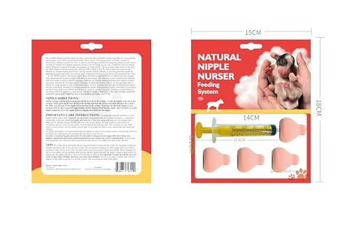 The Natural Nipple Nurser, Pet Feeding Nipple with Syringe,Puppy Bottles for Nursing, Newborn Puppy Nursing Nipple, Puppy Feeder, Nursing Nipples for Small Animals, Whelping Supplies (Small) - size: Small