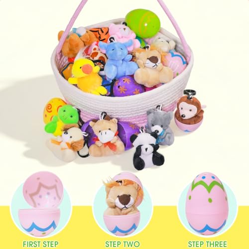 16PCS Prefilled Easter Egg Fillers with Animal Toys for Easter Egg Hunt | colorful bright prefilled Easter egg fillers, Easter egg hunt for kids boys girls easter basket stuffers party favors prizes