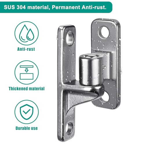 Heavy-Duty 304 Stainless Steel Gate Hinges, 4-Pack Wall Mount Gate Hardware Female & Male Hinges Pin, Non-Welding Design for Wooden Fences and Farm Gates - color: Silver, 4 Pack