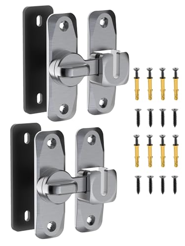 90/180 Degree Flip Barn Door Lock, Sliding Door Latch, Grey-2PCS | Protect Privacy - Security Lock, Small Gate Latches Hardware for Barn, Garden, Bathroom, Cabinet, Window - color: Grey-2PCS