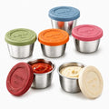 6pcs 2.4oz Stainless Steel Condiment Cups with Leak-Proof Lids - Perfect for salads, dips, and sauces. Portable design ideal for picnics, travel, and meal prep. Reusable & easy to clean - size: 2.4ounce