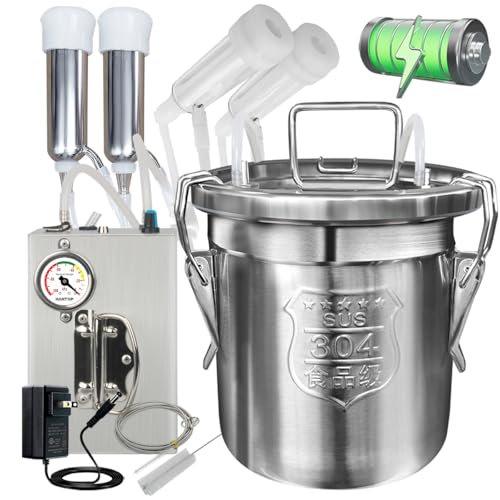 6L Goat Milking Machine with Pressure Gauge (Pro Model) and Cow Teat Cup (Tube Included)