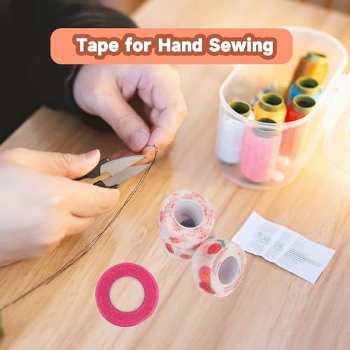 LUOHECAM 8 Pack Thimble Tape for Hand Sewing Nail Finger Protectors for Sewing Self Adhering Bandage Wrap No Residue Breathable Knitting Craft DIY Sewing Tools Dog Bandage Wrap(Pink) - color: Pink