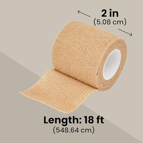 Juvale Stretch Vet Wrap - Self-Adherent Pet First Aid Tape - Secure Ankle Wrap & Wrist Support - Athletic Tape for Sports Use - Pack of 12, 2 in x 6 yd, 6 Colors