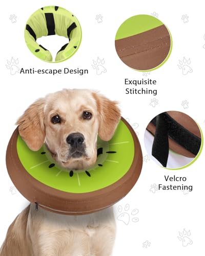 MIDOG Inflatable Dog Cone, Donut Recovery Collar After Surgery, Large+ | Soft inflatable donut e-collar; stops licking after surgery; pet eats & sees normally; neck 11-14 in (L+); not for chewers - color: Kiwifruit, size: Large+ (Neck:11"-14")