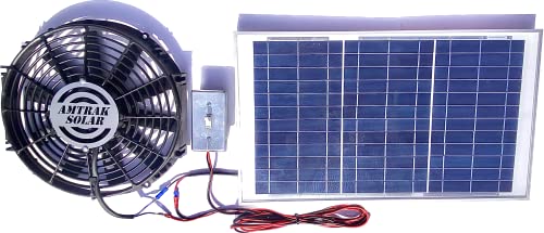 Amtrak Solar 100W Solar Attic Fan Kit – Up to 2,000 CFM Peak Airflow – Gable Vent Exhaust Fan with 100-Watt Panel, On/Off Switch & 15ft Wire – Cools Attic, Garage, Shed up to 2,250 Sq Ft – Made in USA