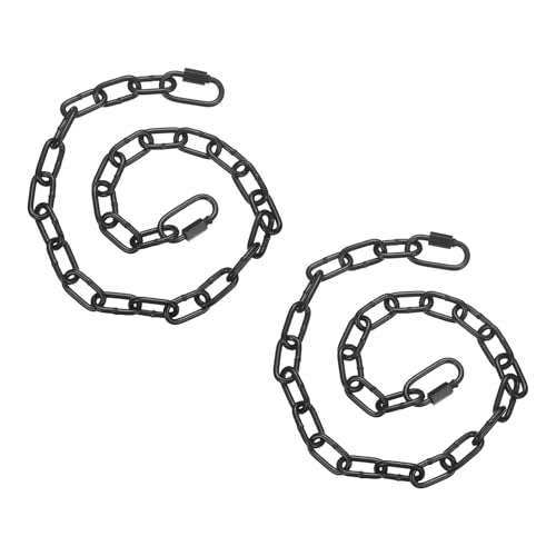 PATIKIL 2 Pcs Gate Chain Lock, 26 in x 4mm Dia Alloy Steel Hanging Chain Lock with 2 Clasps for Stall Barn Fence Gate Hammock Swing Punching Sandbag Yoga Gym, Black - size: 26inch x 4mm