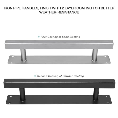 12'' Black Square Pipe Sliding Door Handles, Outdoor Gate Handles | Pack of 2, Heavy Duty Metal, Matte Black, Farmhouse Garage Fence Sheds Cabinet Closet Drawer Door Pulls, 2 Size Screws - style: Square