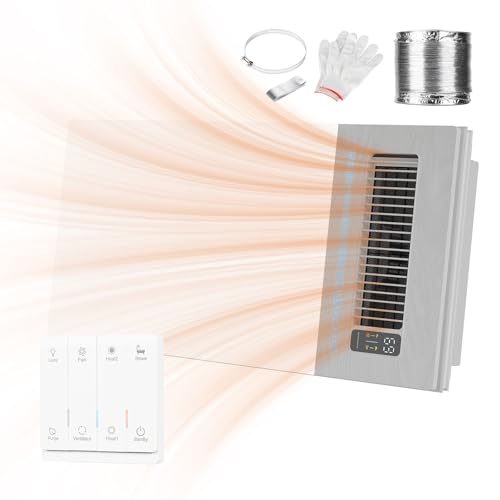 Hawkrown 4 in 1 Bathroom Exhaust Fan with Light and Heater, 1900W Bathroom Heater Fan Light Combo, 180 CFM 1.0 Sone Ceiling Fan Remote Control Heater, Ventilation for Home, Bath, Hotel (Style 2) - color: Style 2