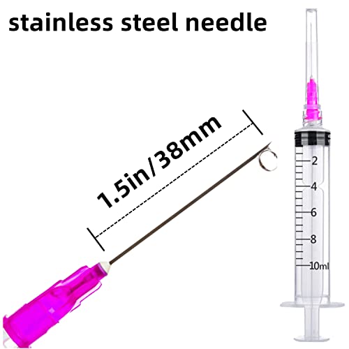 15 Pack 10ml 18Ga Plastic Syringe with Measurement for Scientific Labs and Industrial Dispensing, Disposable Individually Wrapped (15, 10ml-18Ga) - size: 10ml-18Ga