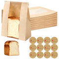 120 Pcs Paper Bread Bags for Homemade Bread with Tin Tie Tab Lock,Large Sourdough Bags Bakery Bag for Packaging Gift Giving,14" x 8.3" x 3.5",Clear Front Window,Includes 500 Sealing Stickers