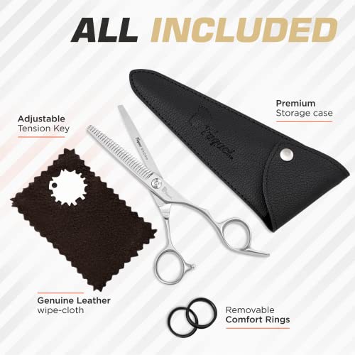 Fagaci Professional Thinning Shears 6" 440C Thinning Scissors Sharp Blades | Premium 440C steel, master sharpened to a razor edge for fine, precise cuts, For salon and home use, Case and cloth included