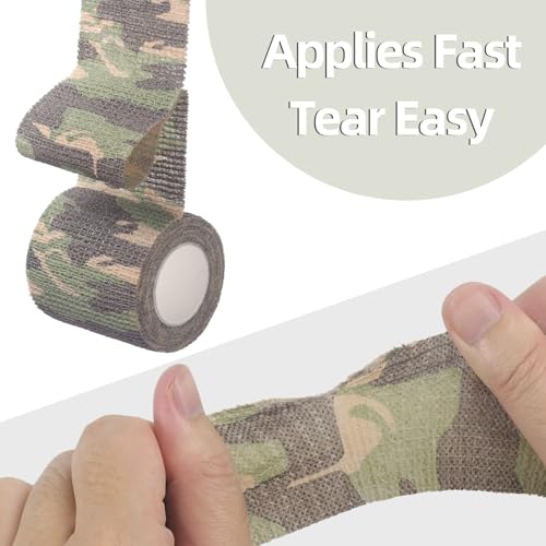 IndigoCase 6 Pack Self Adhesive Bandage Wrap 2 Inch x 5 yd Elastic Tape | CAMO-Woodland Color Elastic Bandage Wrap, Vet Wrap, Small Bandage for Kids, Fingertip, Wrist, Dog, Pets - color: Camo-woodland, size: 2 Inch - 6 Pack