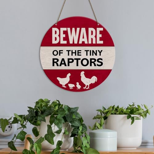 Farmhouse Hen Chicken Coop Sign for Home Room Front Porch Door Farm Fence Barn Yard Outdoor Hanging Decorations, Farmer Chicken Lover Gifts for Women Men, Beware