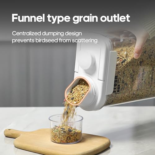 3 Qt/2.8 L Bird Seed Storage Container, Pet Food Container(2.8L, White) | Good Sealing Performance, Portable Handle, with Measuring Cup/Lid, Desiccant Can Be Placed on the Top, BPA Free - color: 2.8L/White