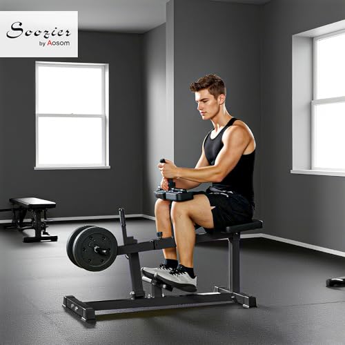 Soozier Seated Calf Raise Machine for Home Gym Waist Arm Training | Adjustable Calf Machine Leg Extension - color: Black