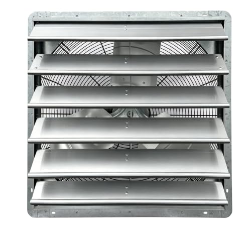 iLIVING 24" Smart Wall Mounted Shutter Exhaust Fan, 4244 CFM, 12-Speed, WiFi App Control Ventilation for Garages, Warehouse, Barn, Greenhouses, Auto Temperature Humidity Control, BLDC Motor, Hardwired - size: 24-inch