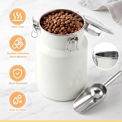 2 Pack Stainless Steel Dog Food Storage Container Set, 36 Lb&5 lb Pet Food Storage Container with 2 Scoops and Measuring Cup, Metal Airtight Bin for Dog Cat Multi Pet Households