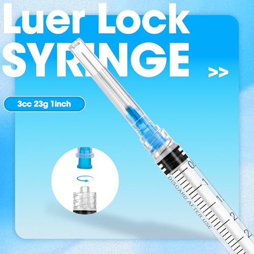3mL/cc Disposable Luer Lock Syringe 23G 1inch for Lab Use, Individually Wrapped, Pack of 50 - style: 3ml-23G-1" (Luer Lock)