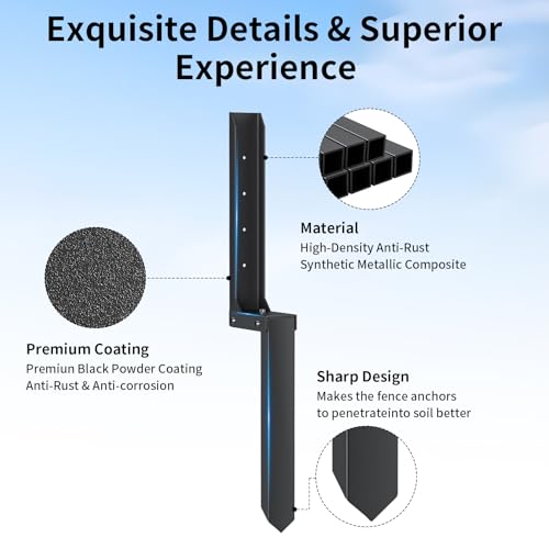 Fence Post Repair Kit, H-Shaped Anchor Spike for Tilted Wood Post | 8mm Double-Layer, Heavy Duty Steel, for 4x4 Wood Posts, Rust-Proof Coating, Fix Broken/Leaning Fence Posts, DIY Yard Repair