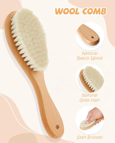Baby Grooming and Health Kit, Lictin Nursery Care Kit, Newborn Safety Health Care Set with Hair Brush,Comb,Nail Clippers and More for Newborn (Walnut) | Baby Cradle Cap & Comb for Newborns & Toddlers, Baby Boy Girl Essentials, Perfect Baby Grooming Kit, S