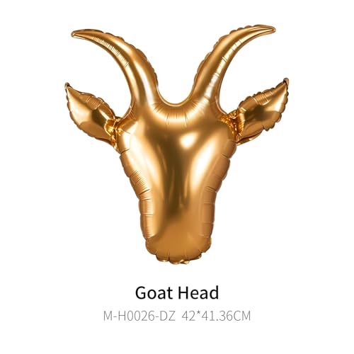 6Pcs Gold Goat Head Balloons 17Inch,Capricorn Foil Balloons for Birthday Party, Sports Events, Celebrity Theme Decorations