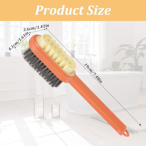 Suede Shoes Brush, 2-in-1 Rubber Polish Eraser Lazy Shoe Brushes All-Round Cleaning Tool Orange Shoe Brush and Eraser with Soft Bristles for Suede Nubuck Shoes Bag Jacket Boots Cleaning